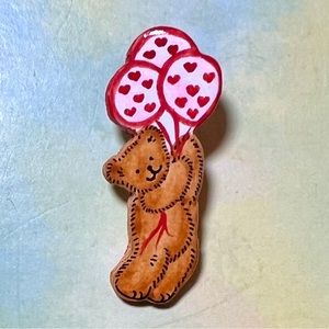 Vintage Teddy with Balloons Pin